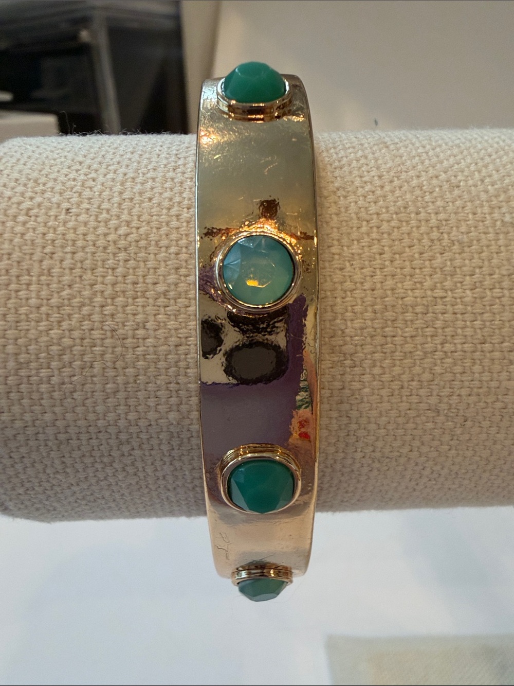 Gold Bangle Bracelet with Turquoise Stones - Women Jewelry New